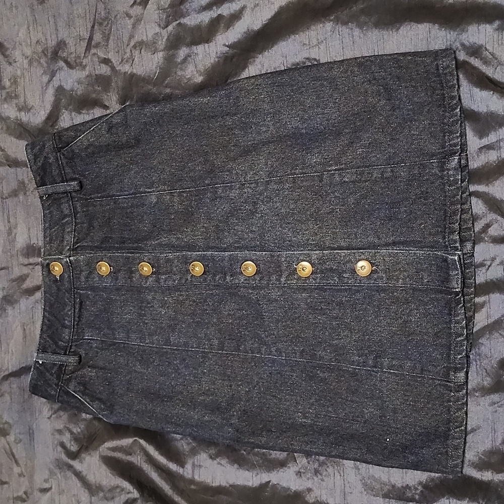 VANISHING ELEPHANT BUTTON DOWN MINI-MAX STRAIGHT/PENCIL DENIM SKIRT SZ 8 WOMENS